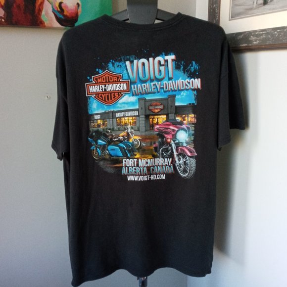 Harley-Davidson Voight Fort Mc Murry Alberta black Tee size 2X - Picture 2 of 9